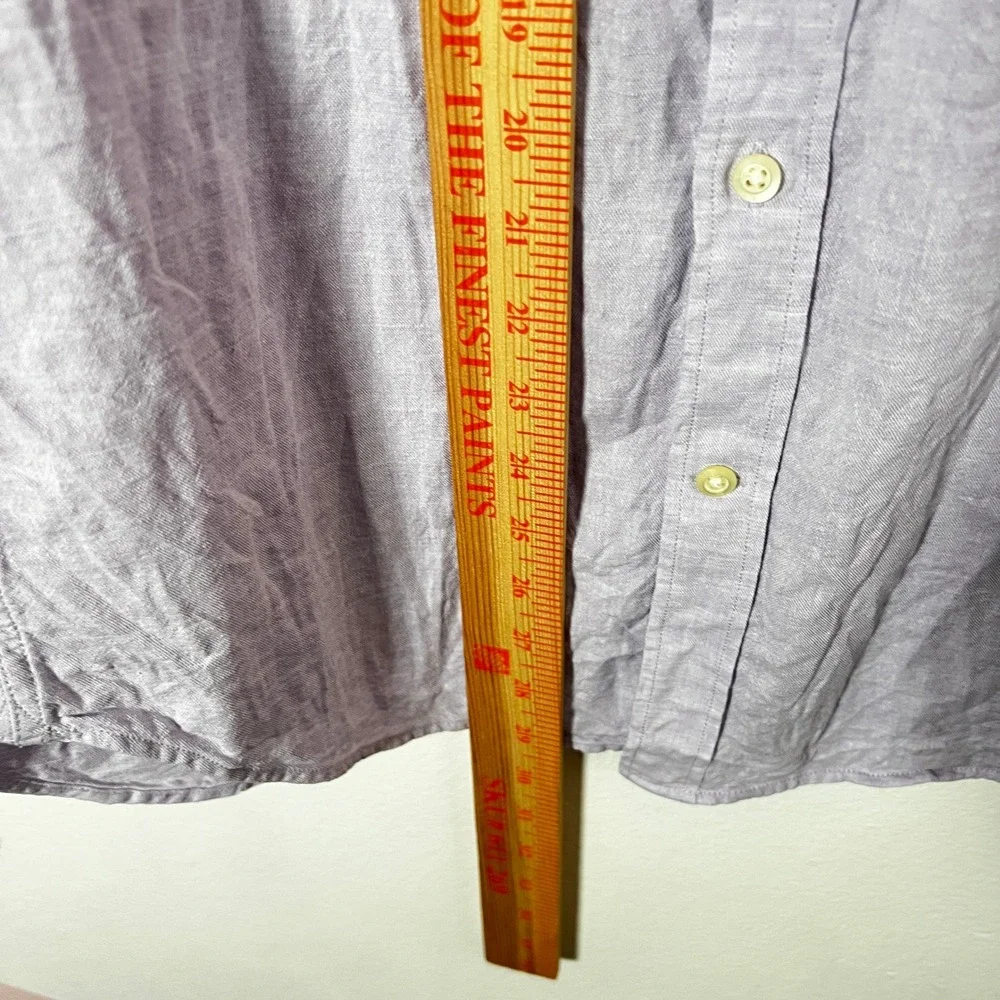 Banana Republic Linen Button Shirt Mens Small Purple Long Sleeve Vacation